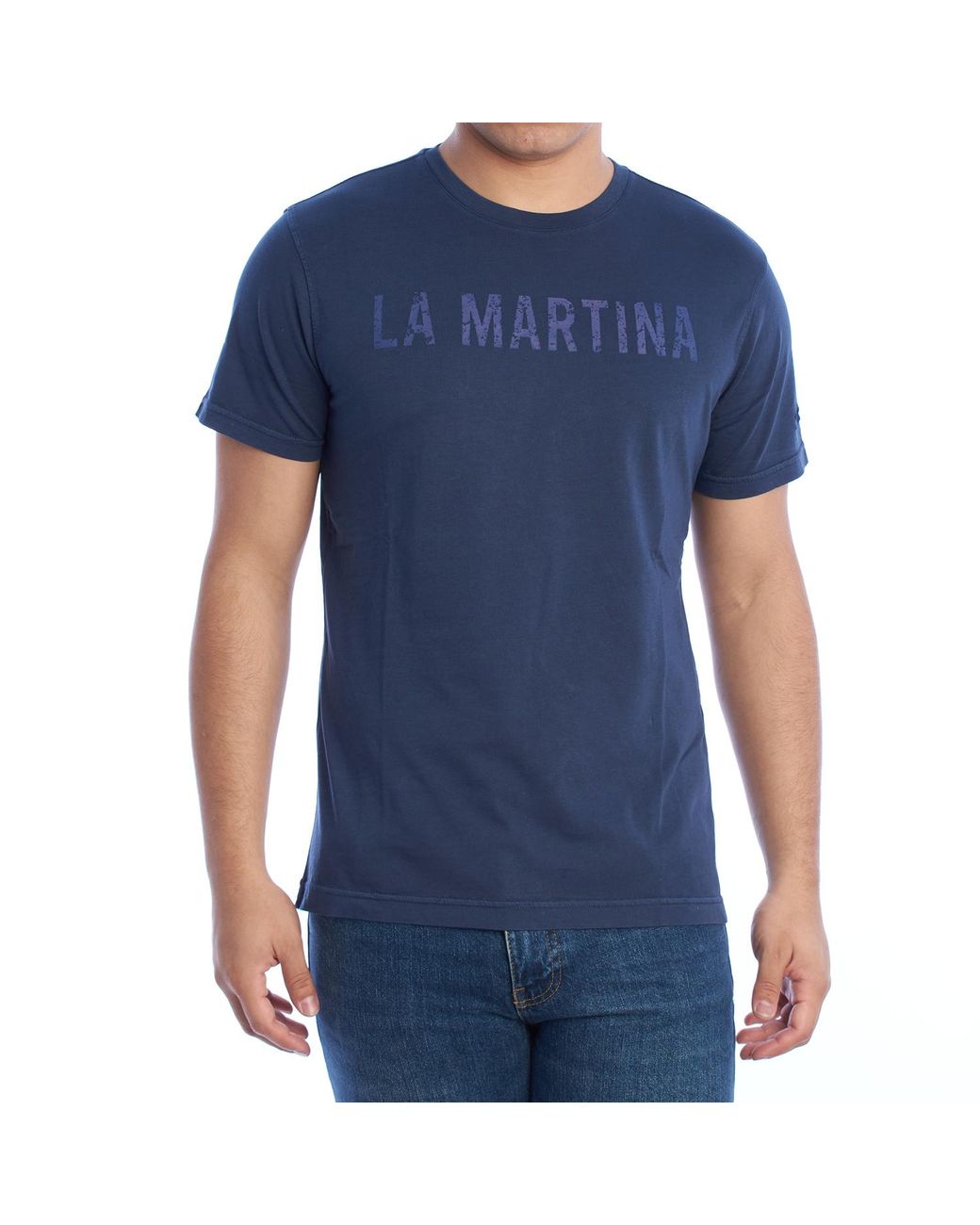 La Martina Blue Ymr316-Js388 Regular Fit Short Sleeve T-Shirt for men