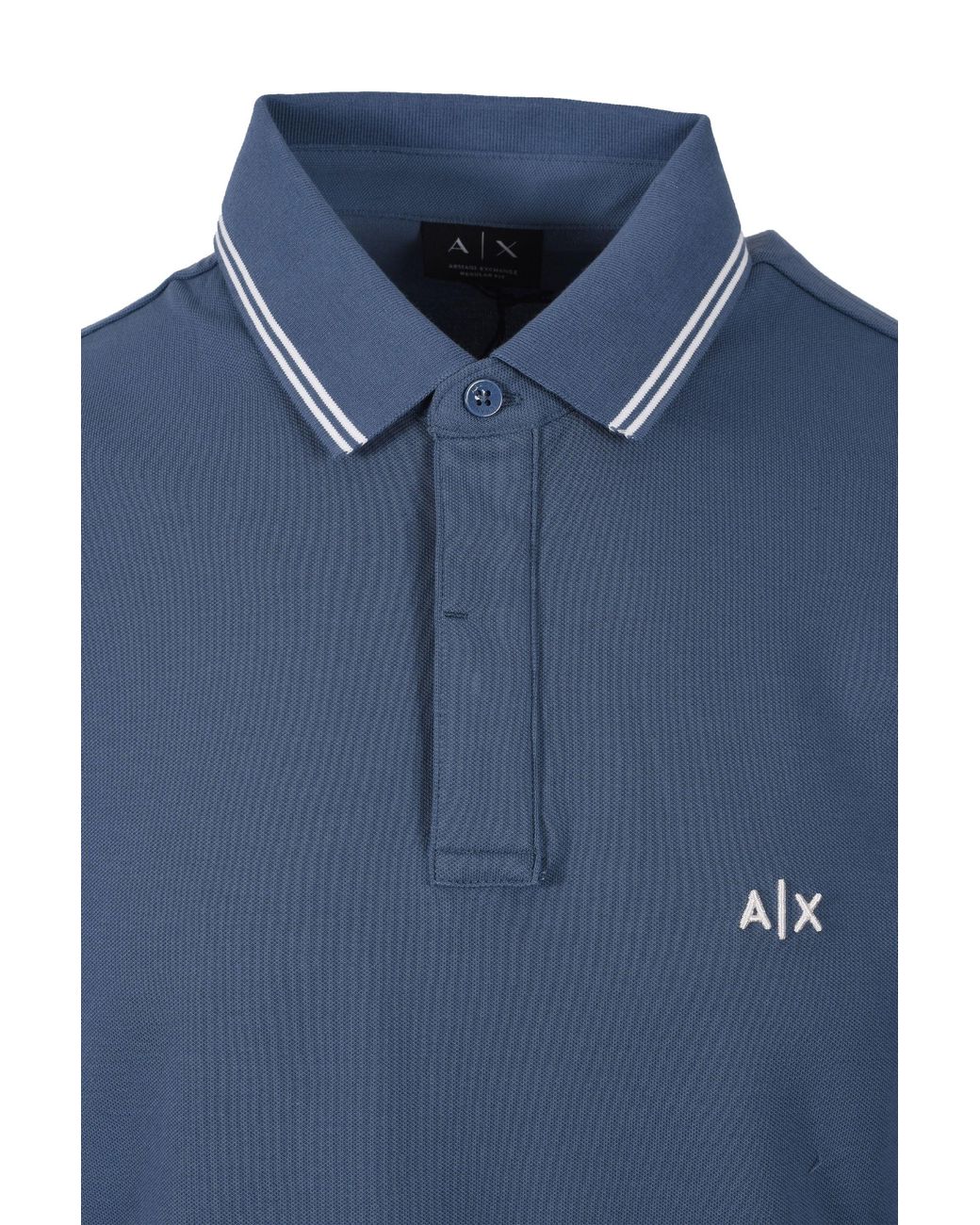 ARMANI EXCHANGE Blue Polo Shirt China Cotton for men