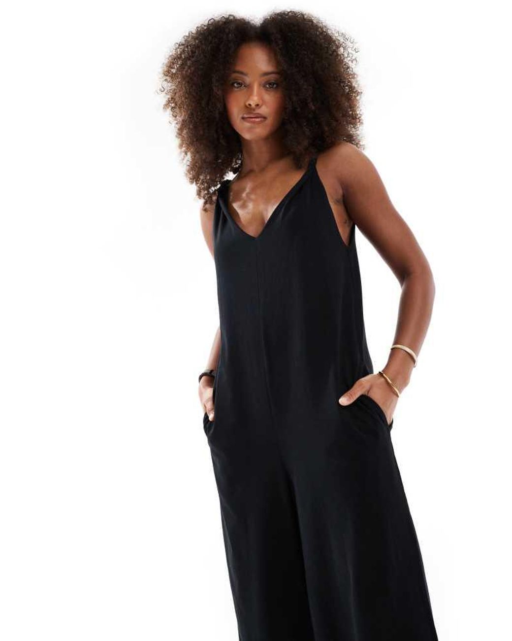 ASOS Blue Twist Shoulder Jumpsuit