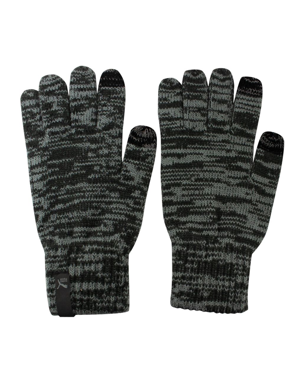 PUMA Black Knit Touchscreen Gloves for men