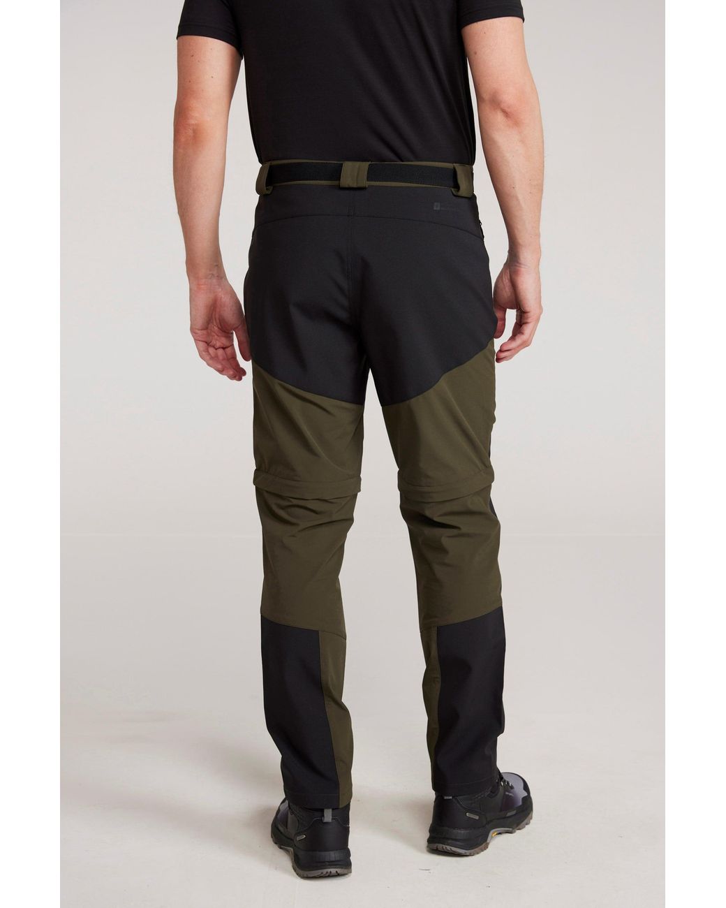 Mountain Warehouse Brown Trekking Convertible Trouser Water Resistant Stretchy Hiking Zip Off Pants Polyamide for men