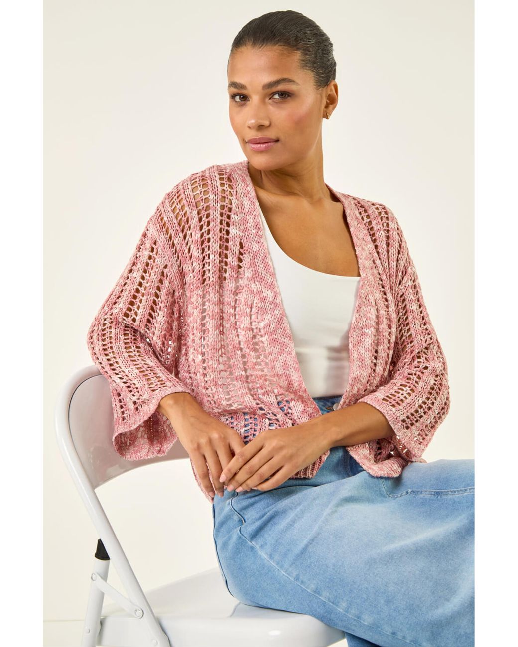 Roman Red Spacedye Open Knitted Cardigan