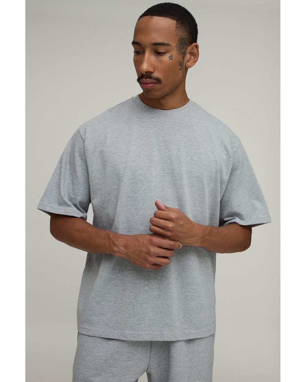 BoohooMAN Gray Oversized Premium 280Gsm T-Shirt for men