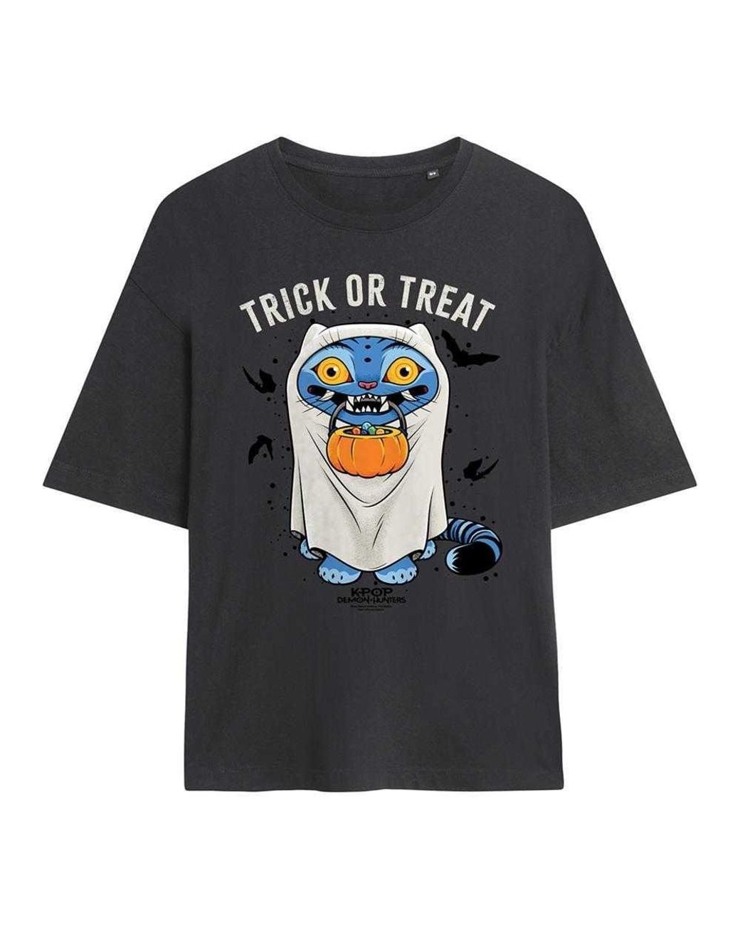 K-Pop Demon Hunters Black Ladies Trick Or Treat Derpy Tiger Oversized Halloween T-Shirt
