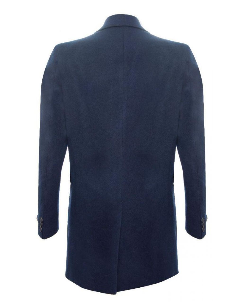 TruClothing Blue Long Wool Slim Fit Overcoat for men