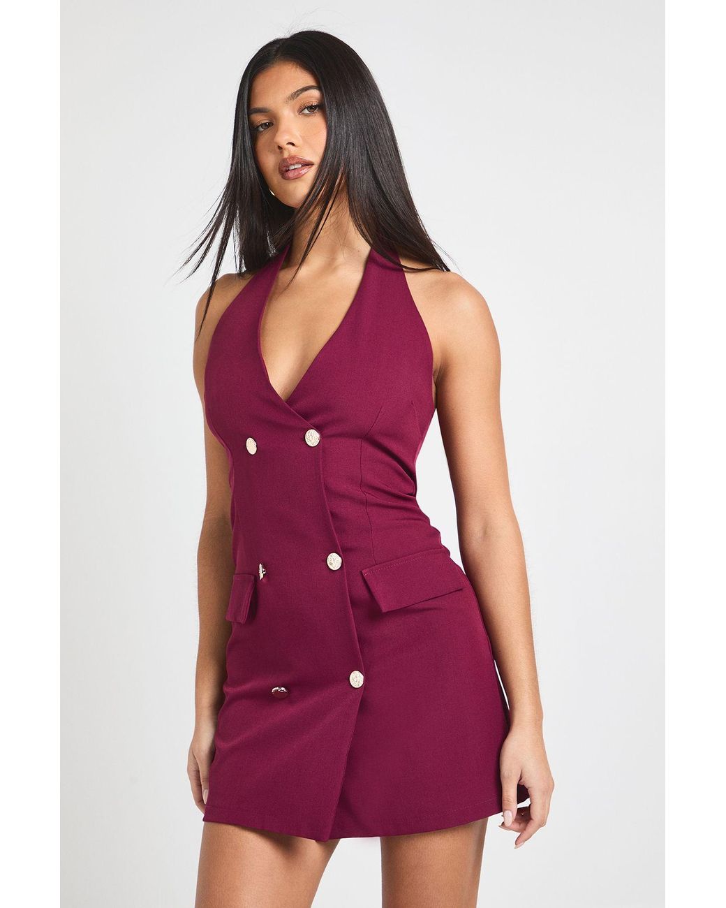 Boohoo Tailored Halterneck Mini Dress