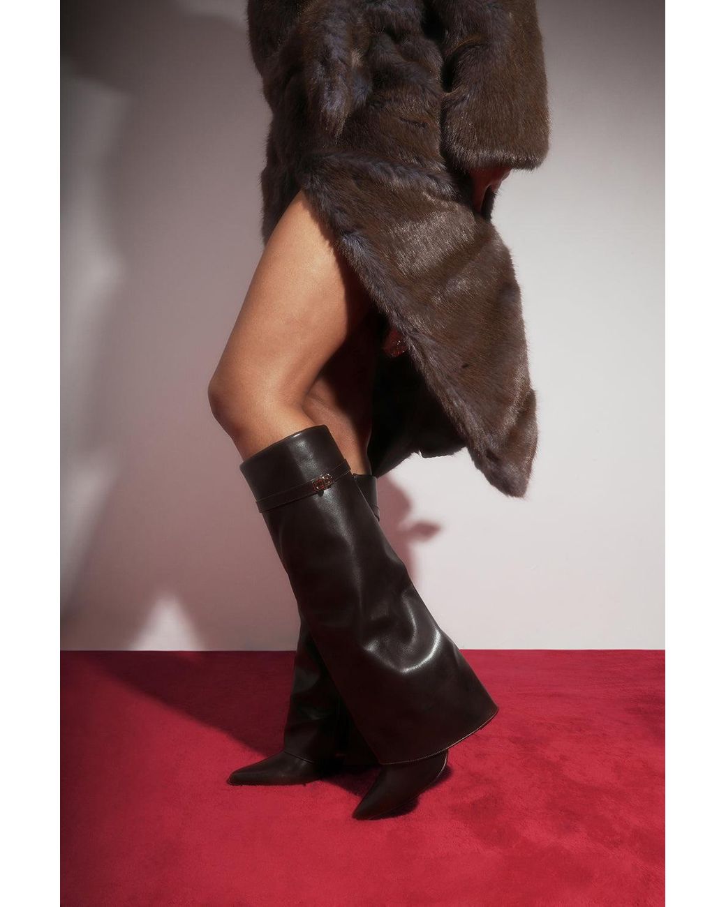 Where's That From Brown Wheres 'Salma' Fold Over Pointed Toe Block Heel Boots