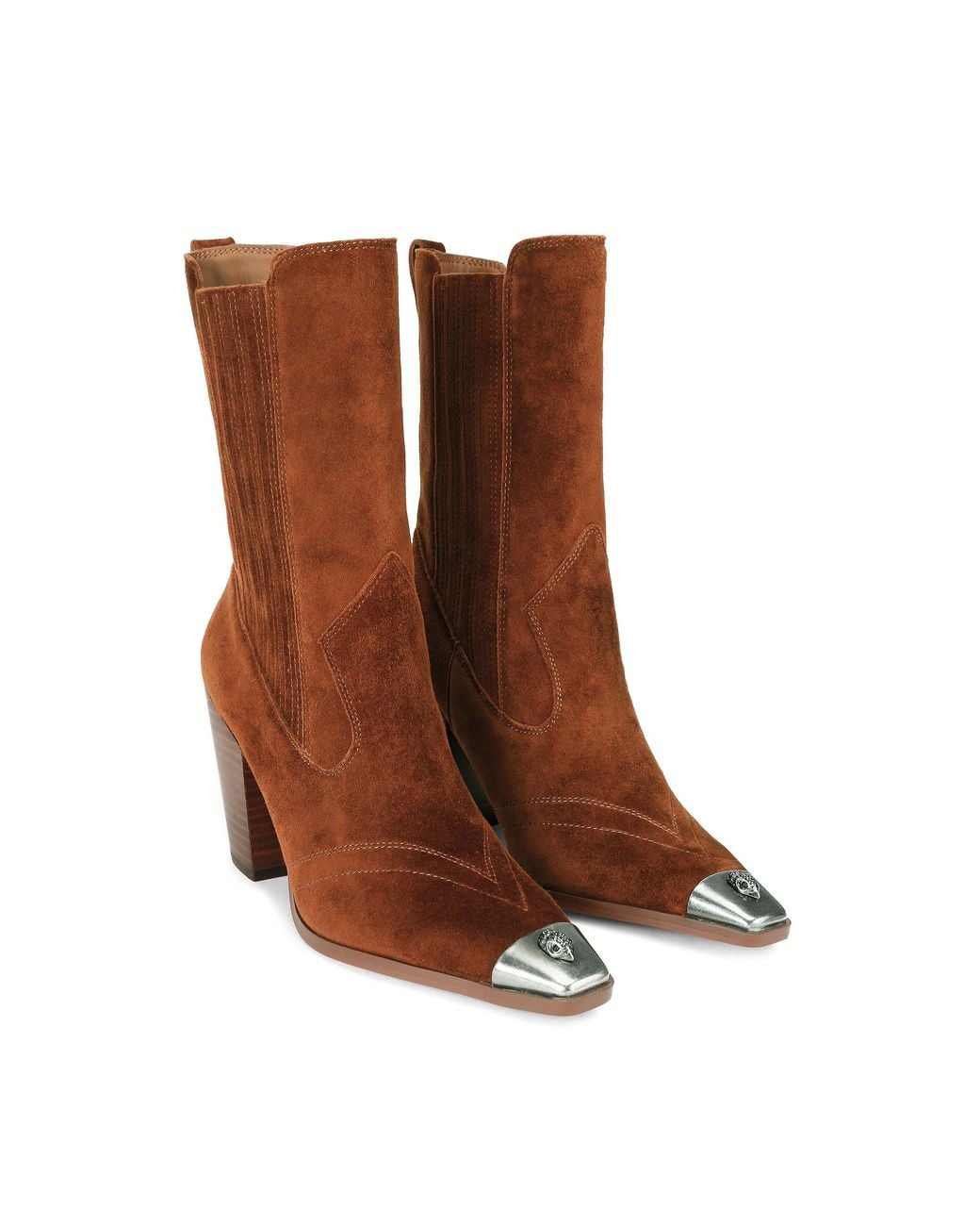 Kurt Geiger Brown Suede Regent Western Ankle Boots