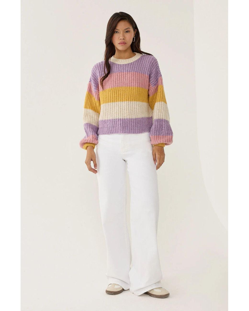 Hiccup Purple Relaxed Fit Striped Sweater