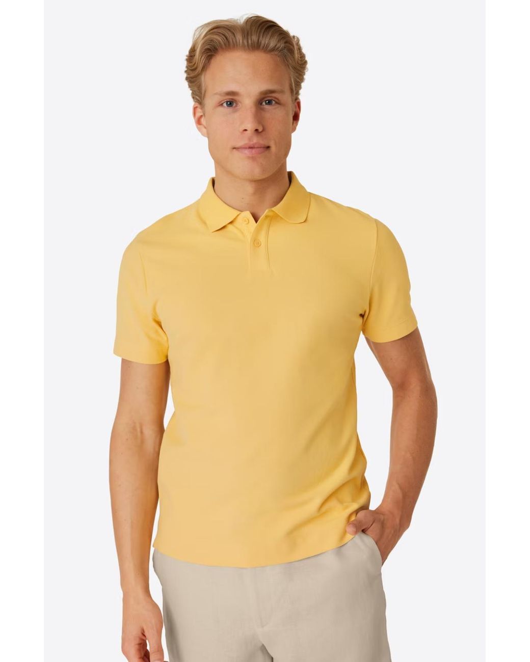 Secret Label Yellow Cotton Pique Polo Shirt for men