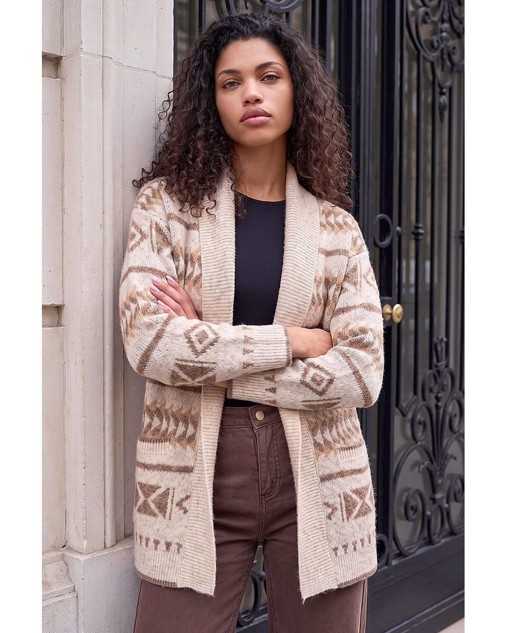 Roman Brown P- Aztec Cardigan