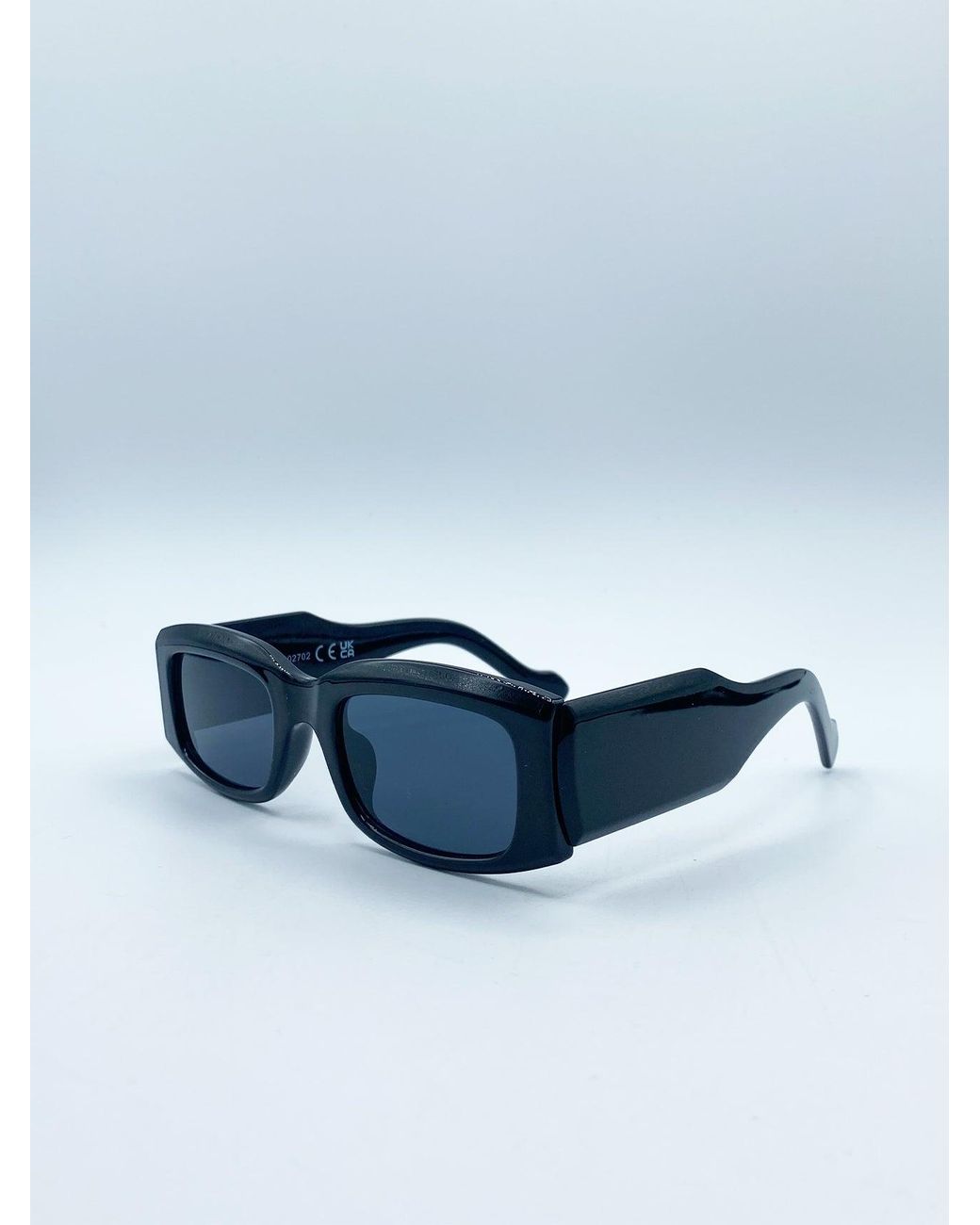 SVNX Blue Chunky Rectangle Sunglasses With Extra Wide Arms