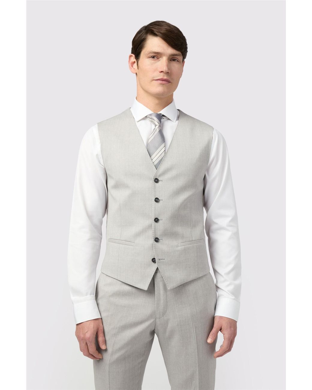 Alexandre Silver Label Gray V-Neck Tailored Suit Waistcoat for men