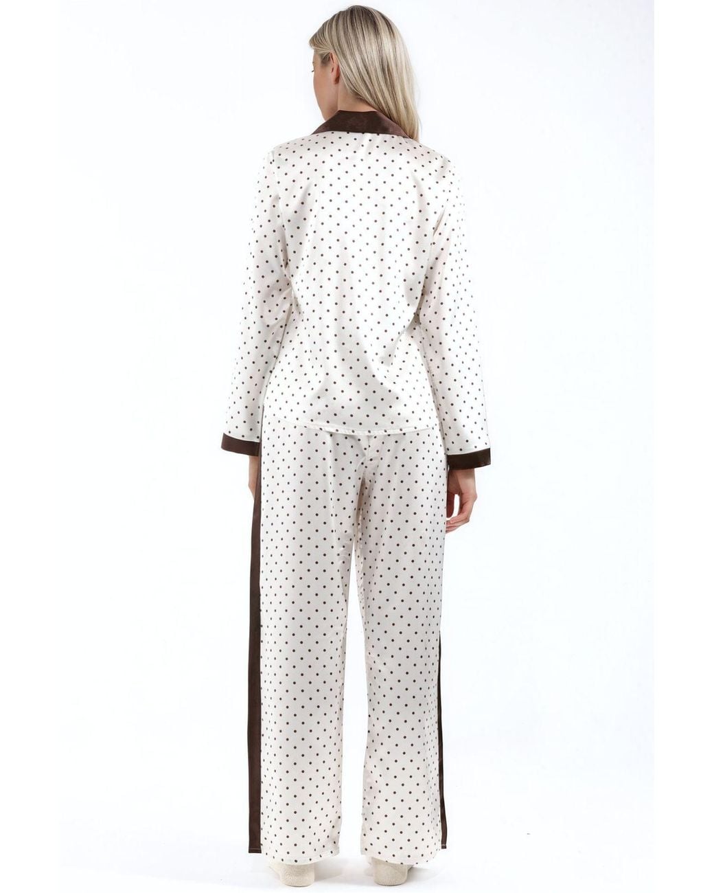 Hiccup White Polka Dot Satin Woven Pajama Set