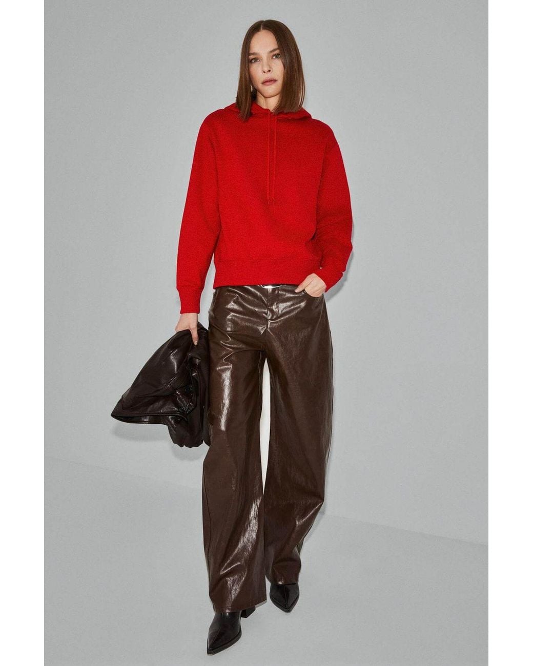 Grimelange Red Regular Fit Crew Neck Sweatshirt