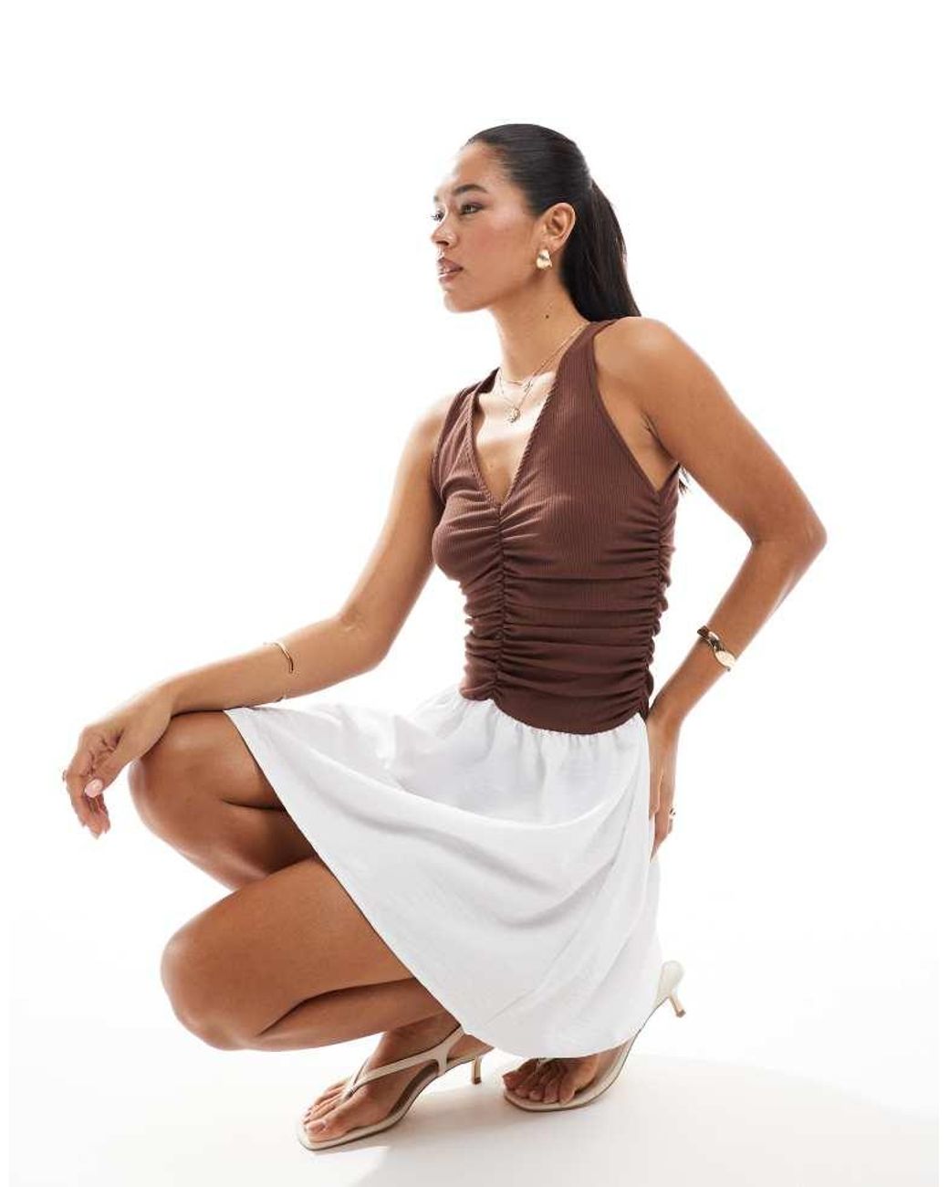 ASOS White Plunge Hybrid Mini Dress