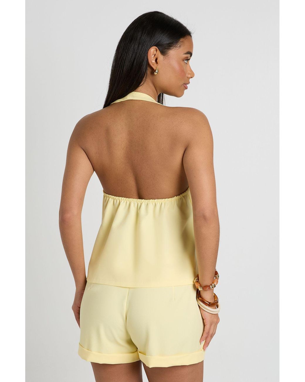 Boohoo Yellow Marl Button Front Halterneck Waistcoat