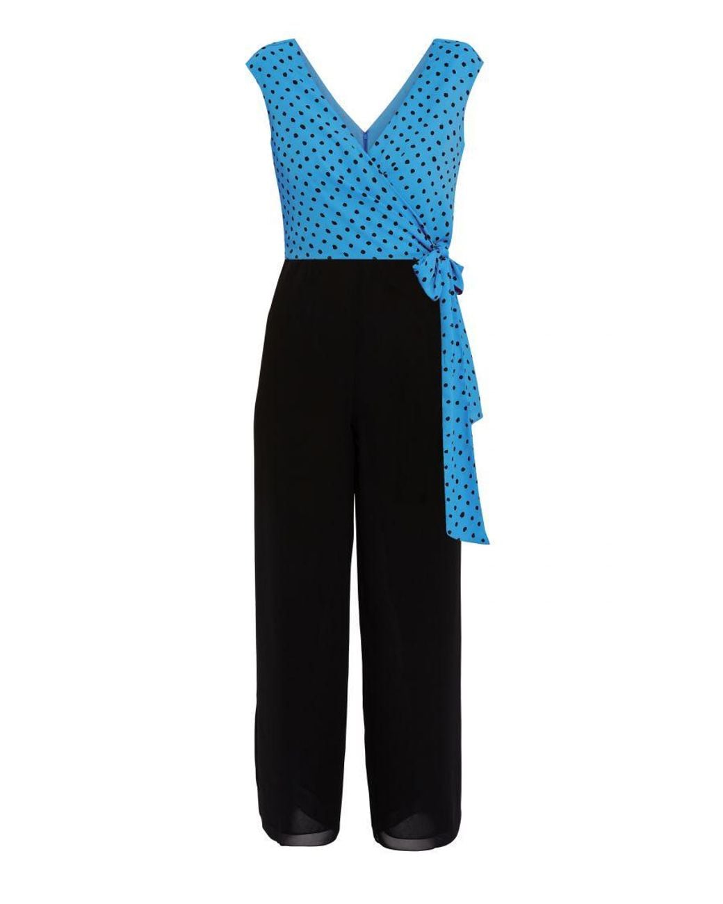 Gina Bacconi Blue Milana Chiffon Jumpsuit With Spot Bodice