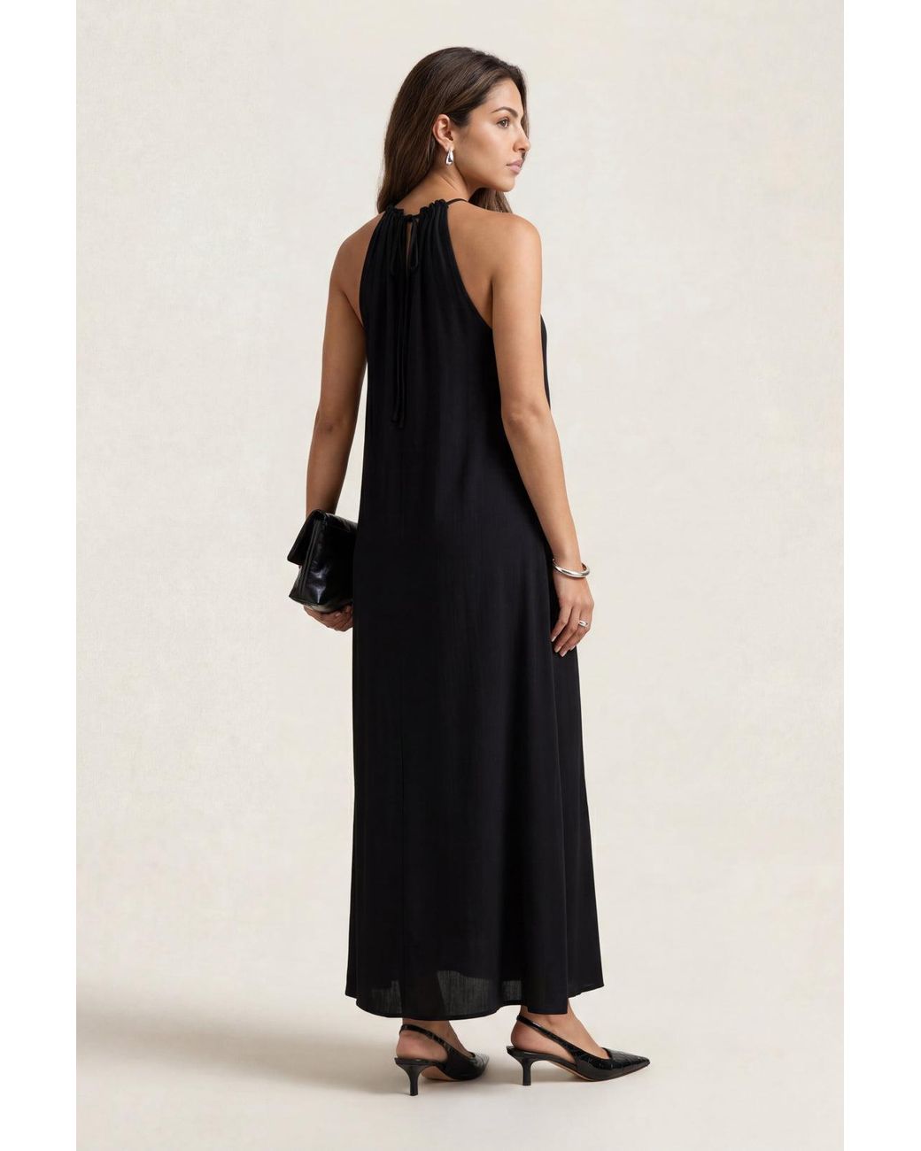 Urban Bliss Black Braided Neck Trim Maxi Dress