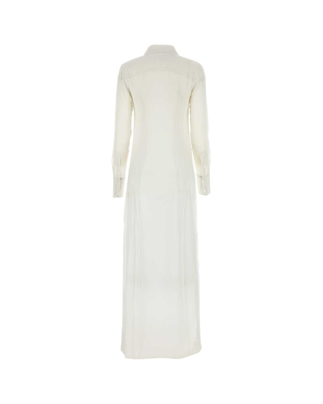 AMI White Chalk Crepe Shirt Dress