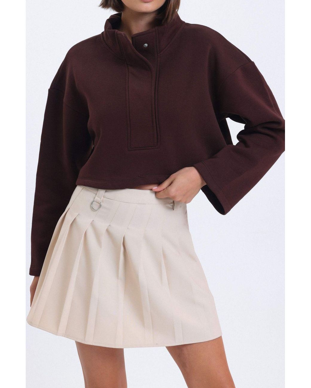 Hiccup Red Stand Collar Oversized Sweatshirt With A Neck Detail