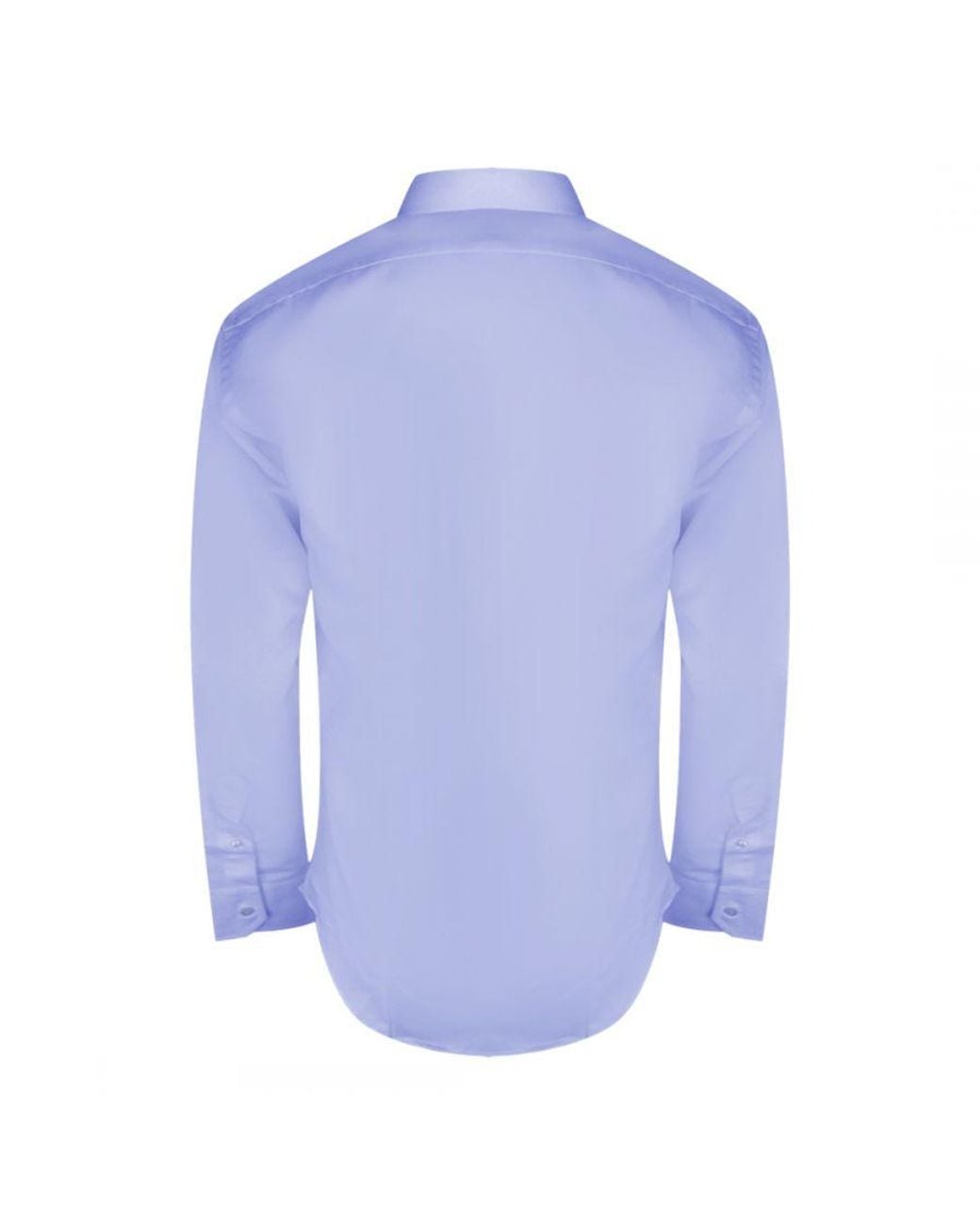 Aquascutum Blue Plain Branded Logo Long Sleeve Shirt Cotton for men