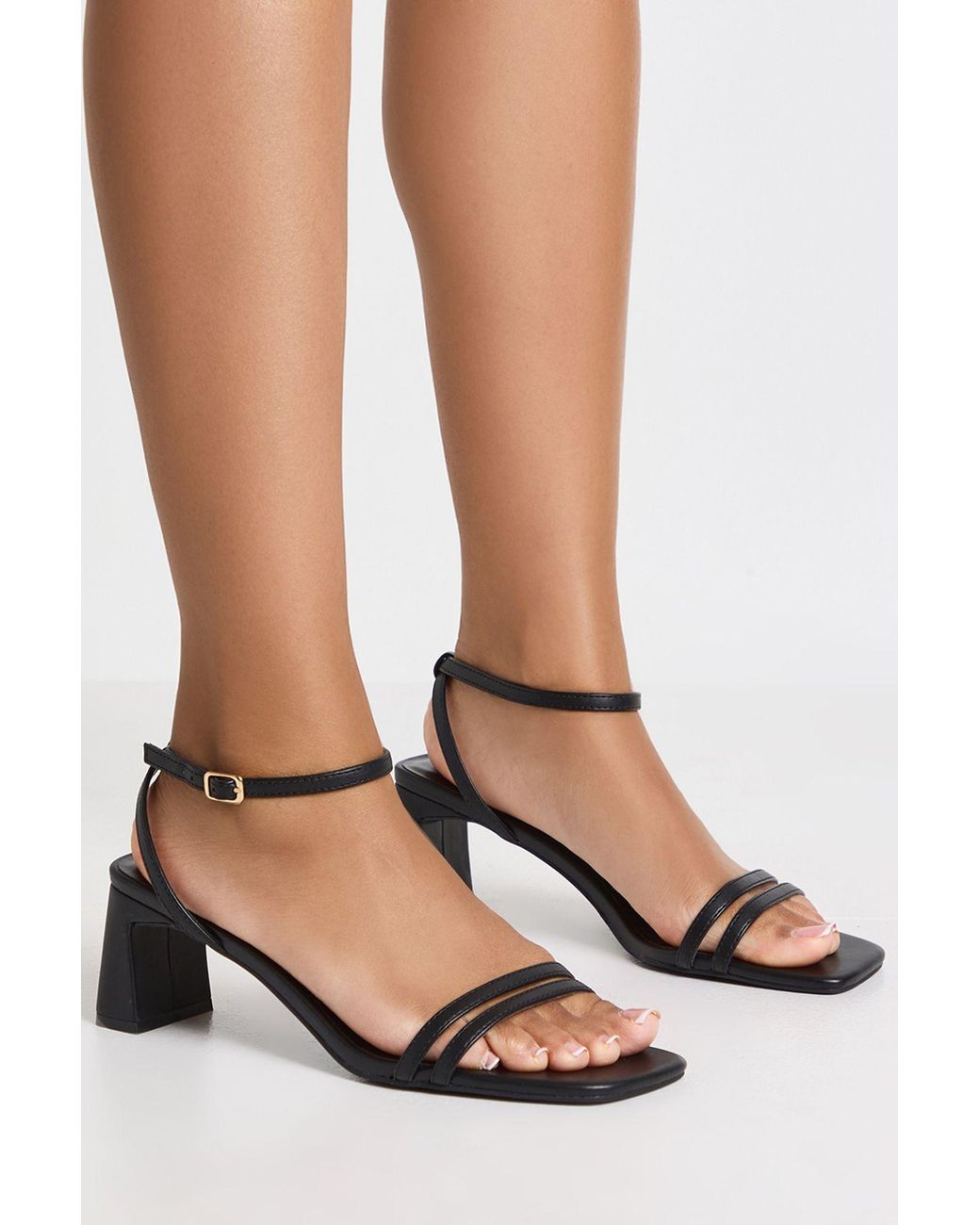 Boohoo Black Wide Fit Strappy 2 Part Heels