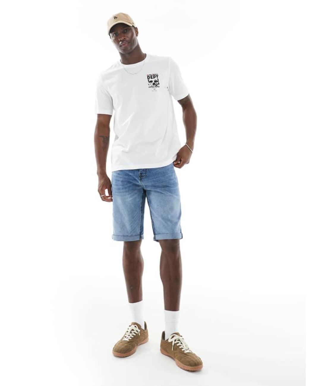 French Connection Blue Classic Denim Shorts for men
