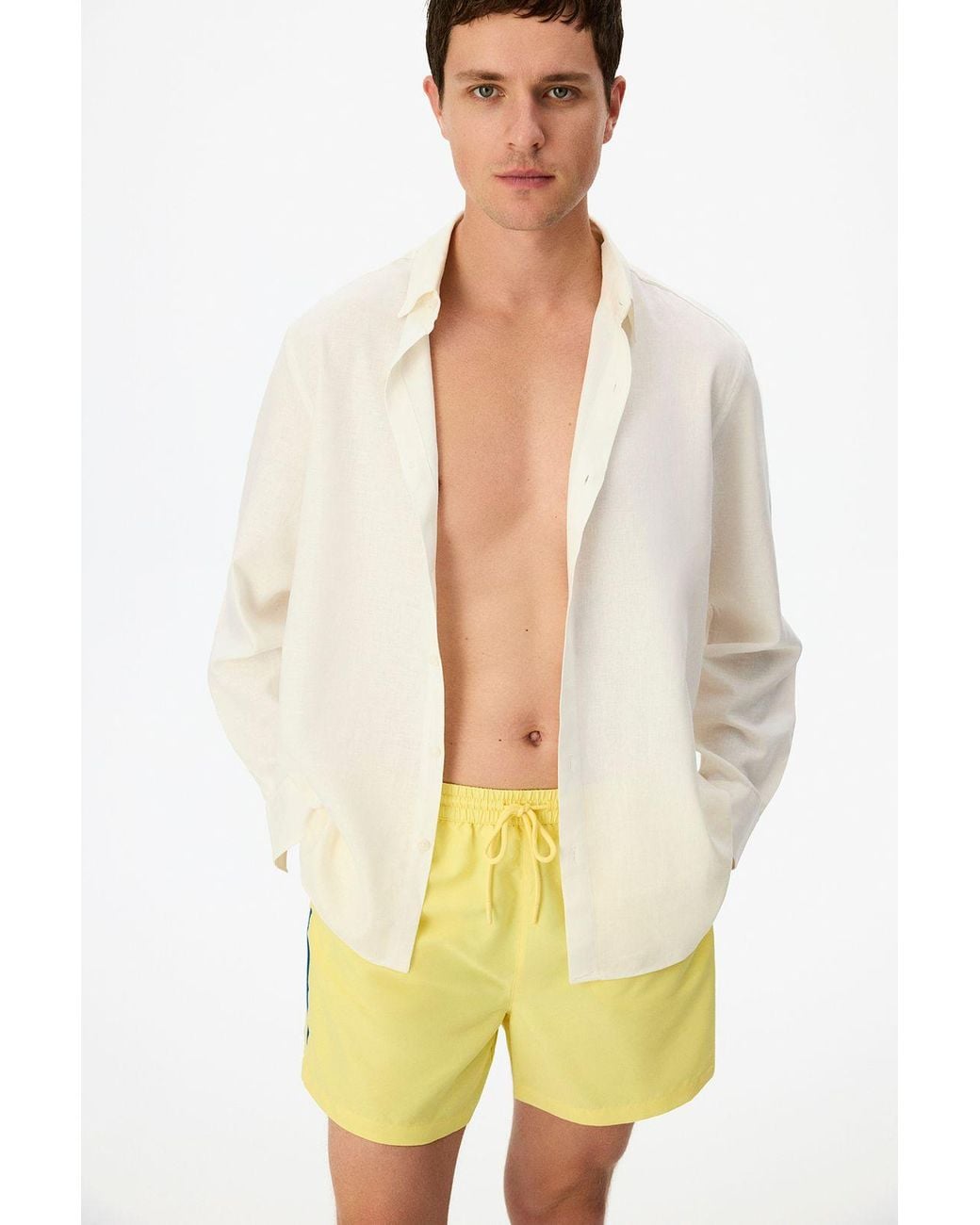 Penti Yellow Opposite Line Swim Shorts for men