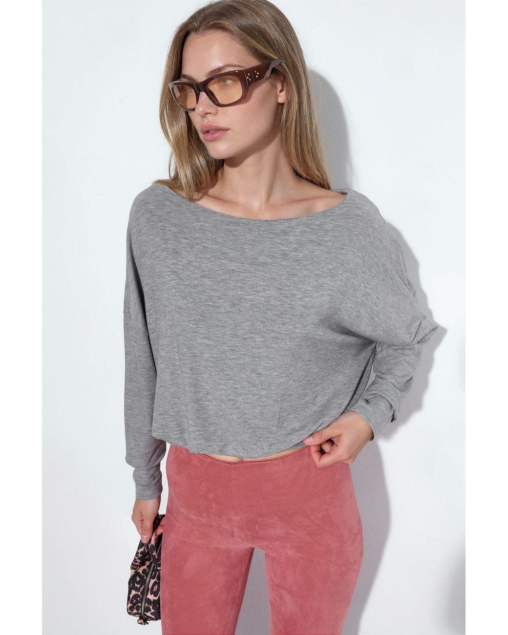 Busem Gray Crew Neck Long Sleeve Top