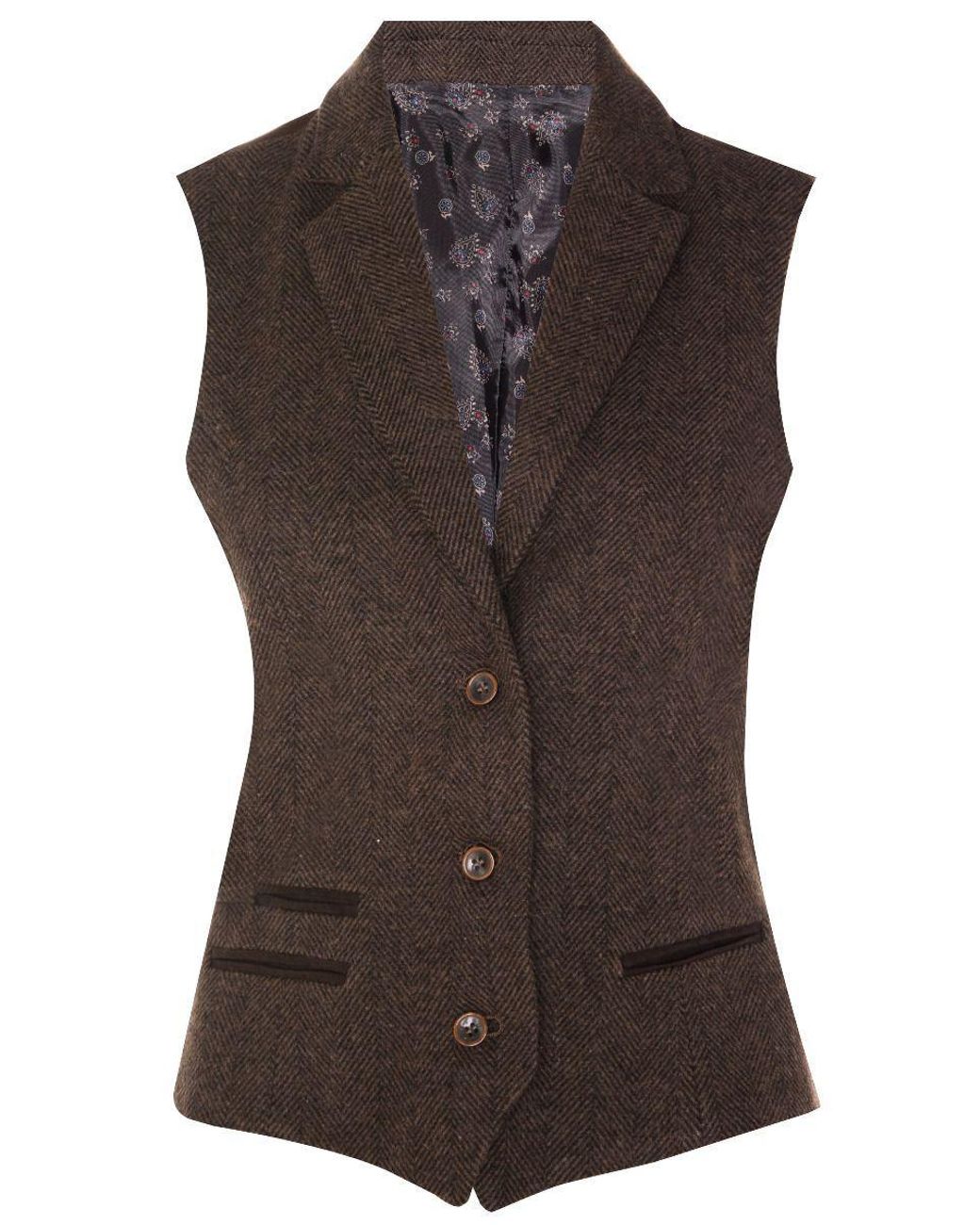 TruClothing Brown Tweed 1920S Herringbone Waistcoat