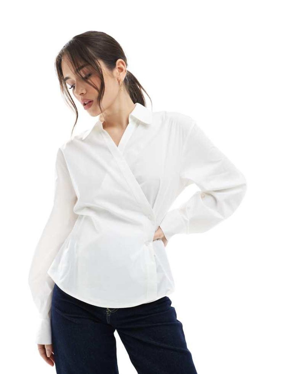 ASOS White Wrap Shirt With Cocoon Sleeve