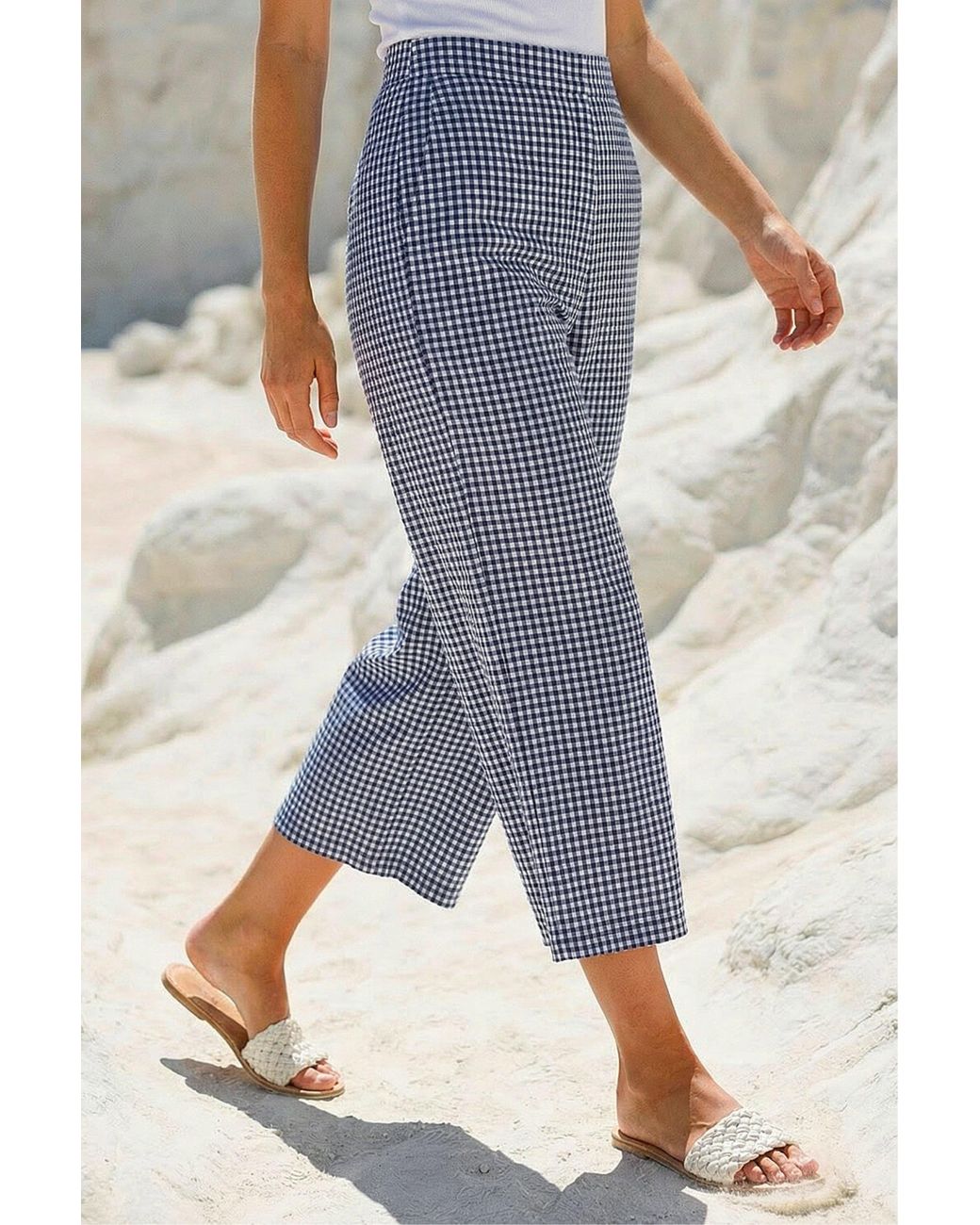 D.u.s.k Gray Gingham Print Culottes