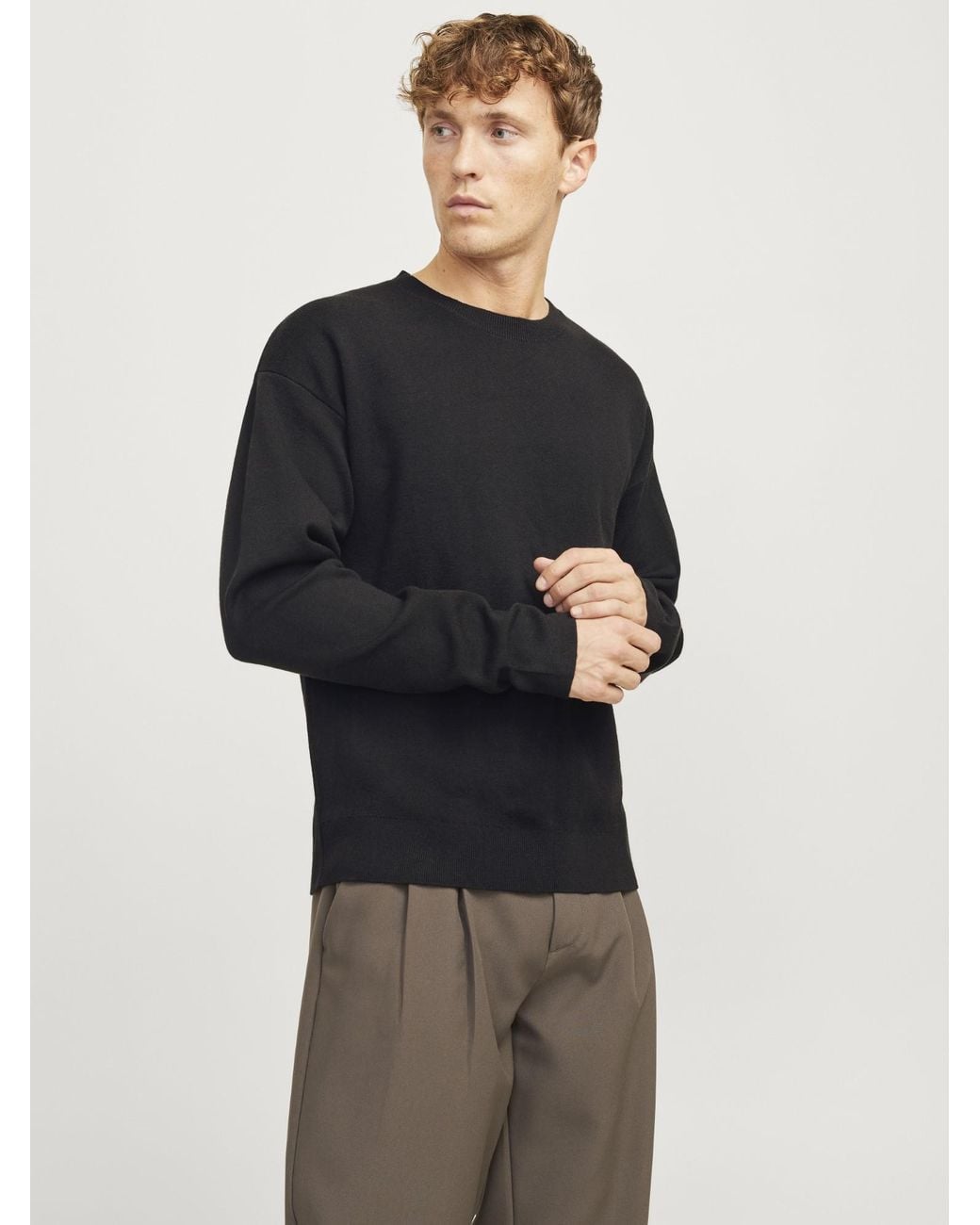 Jack & Jones Trui Bradfort Knit Crew Neck in het Black voor heren