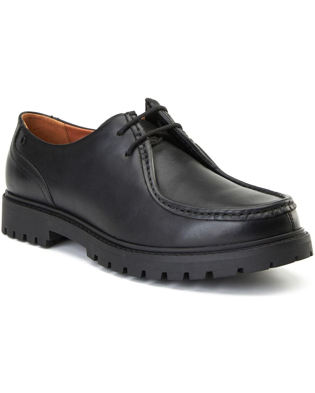 Base London Black Carbon Leather Moccasins Shoes for men