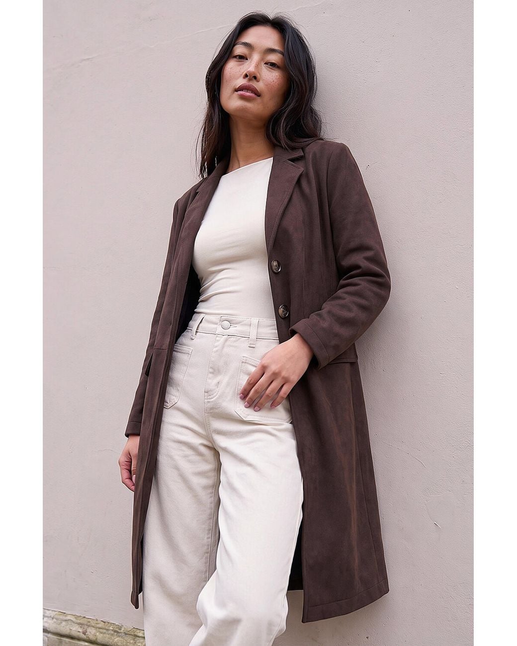 Roman Brown Petite Faux Suede Jacket