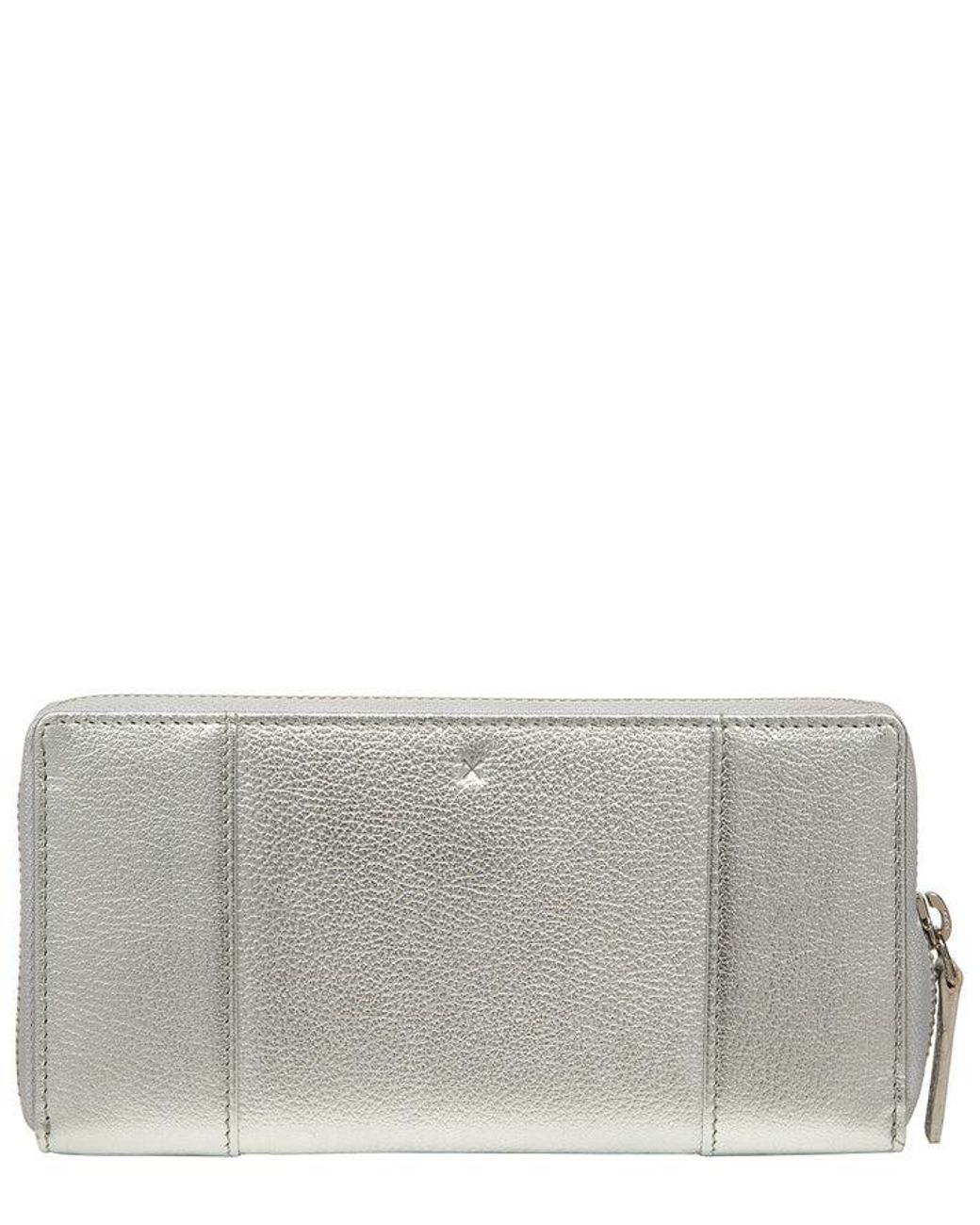 NiNa Amora Gray 'Cecilia' Metallic Leather Purse