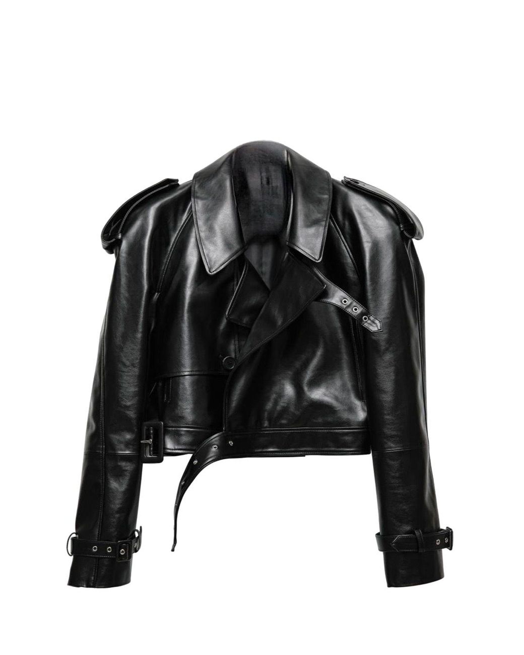 Afterhour Cropped Trench Leather Jacket in Red | Lyst Afterhour Cropped Trench Leather Jacket in Red | Lyst