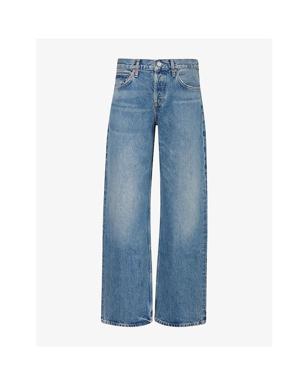 Agolde Blue Low Rise Loose Relaxed-Fit Denim Jeans