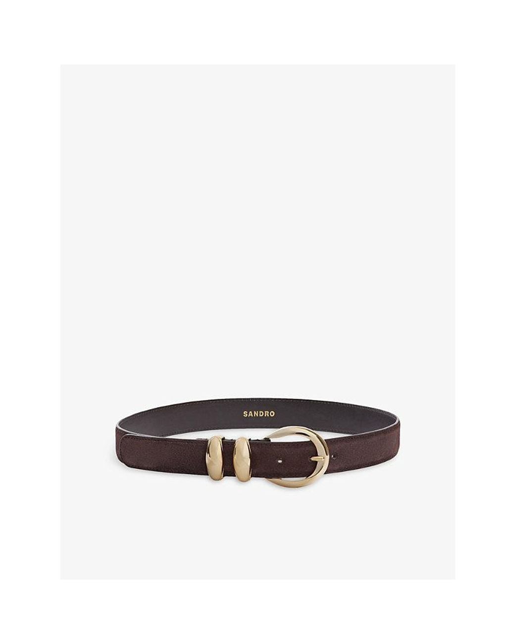 Sandro Brown Round-Buckle Suede Belt