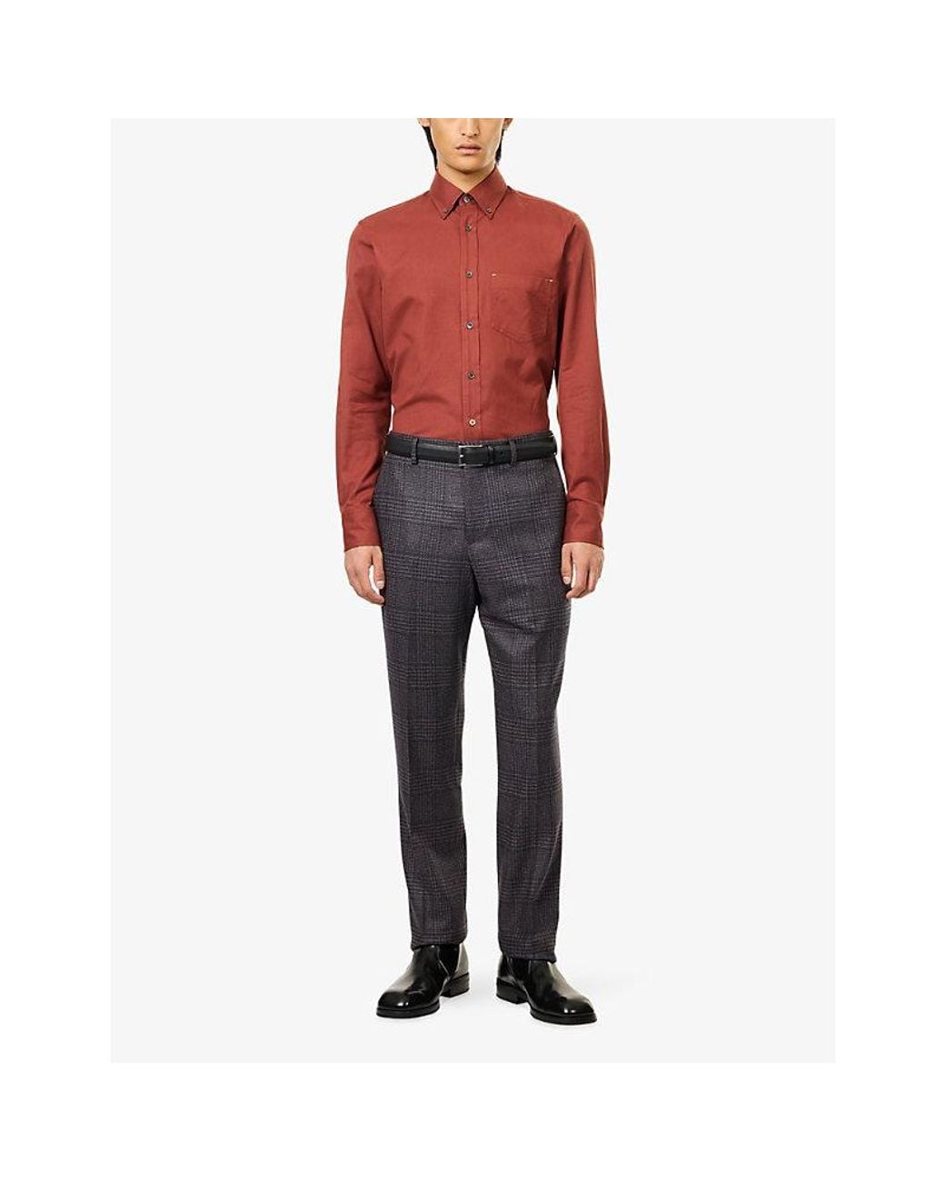 Paul Smith Red Chest Pocket Long-Sleeve Cotton Shirt for men