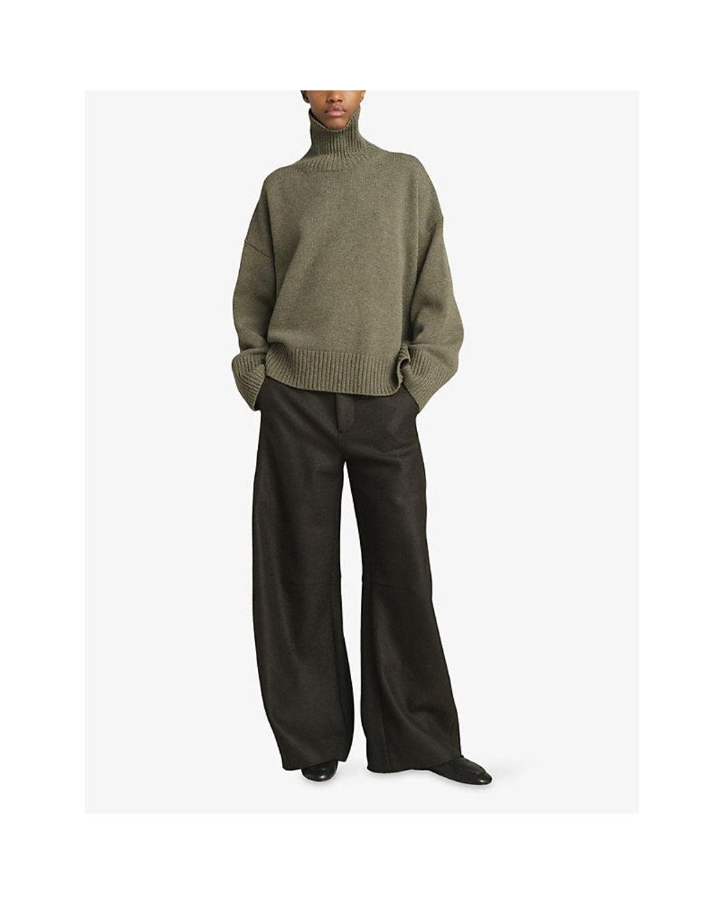 Soeur Green William High-Neck Merino-Wool Jumper