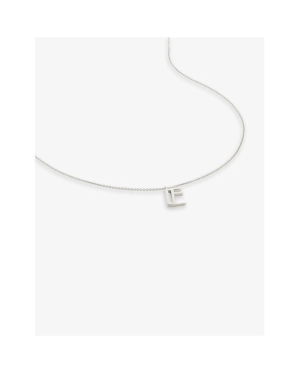 Monica Vinader White E Letter-Charm Sterling- Pendant Necklace