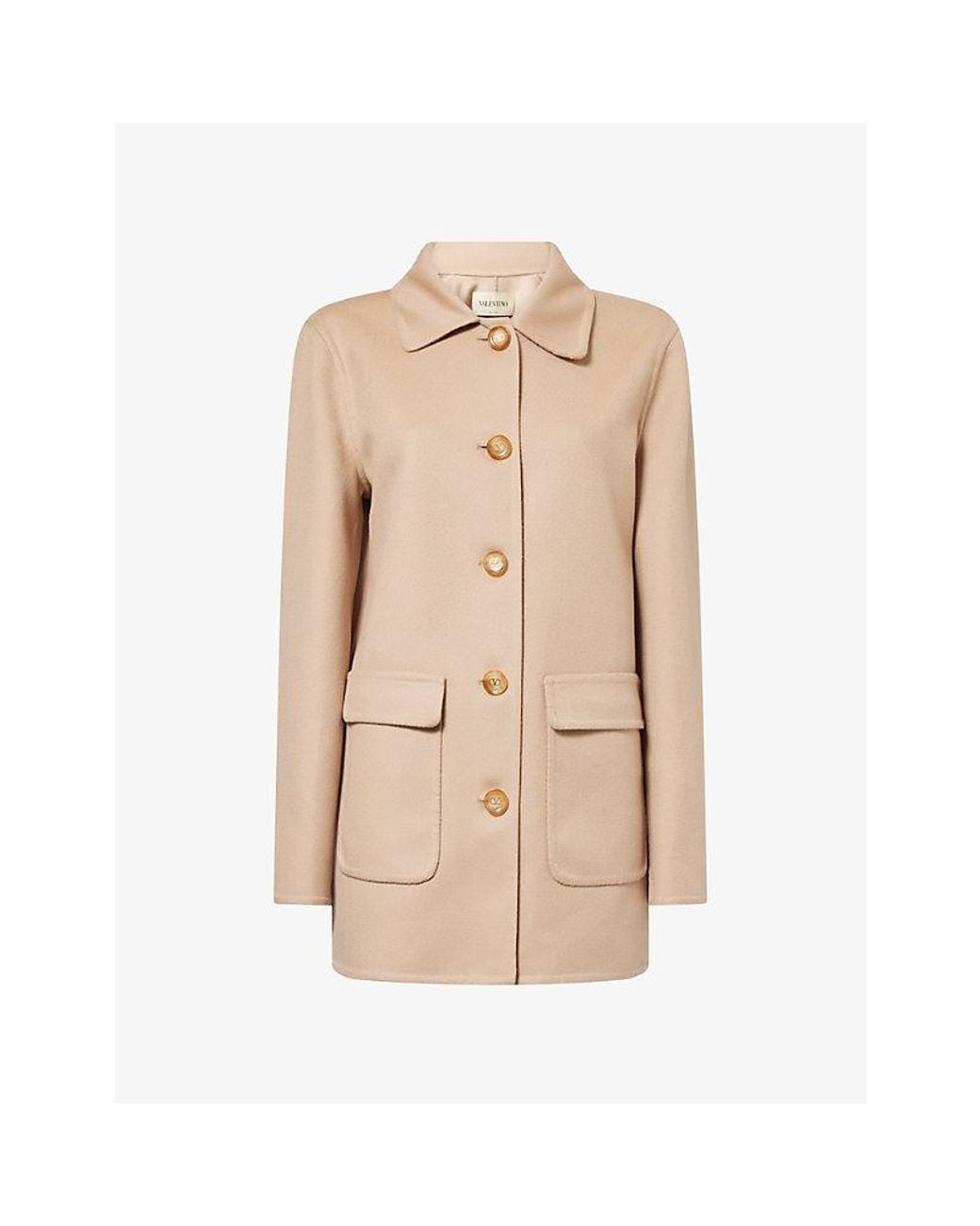 Valentino Natural Logo-Embellished Single-Breasted Virgin Wool And Cashmere-Blend Jacket