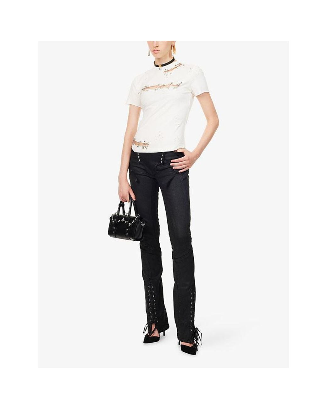 Dilara Findikoglu Black Drama From Exile Waxed-Cotton Jeans