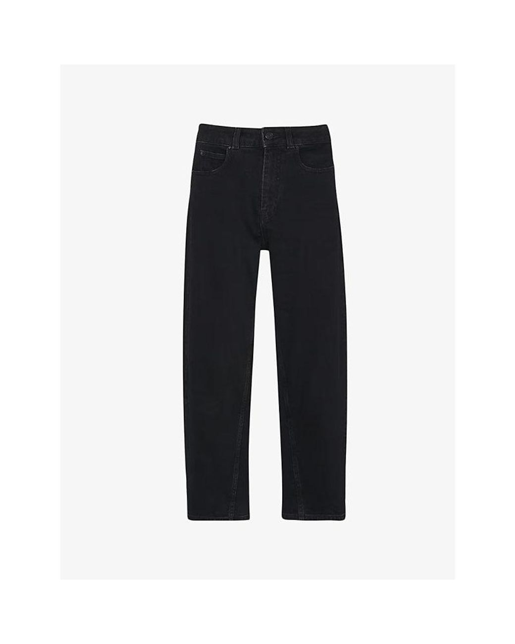Whistles Black Barrel-Leg High-Waist Stretch-Denim Jeans