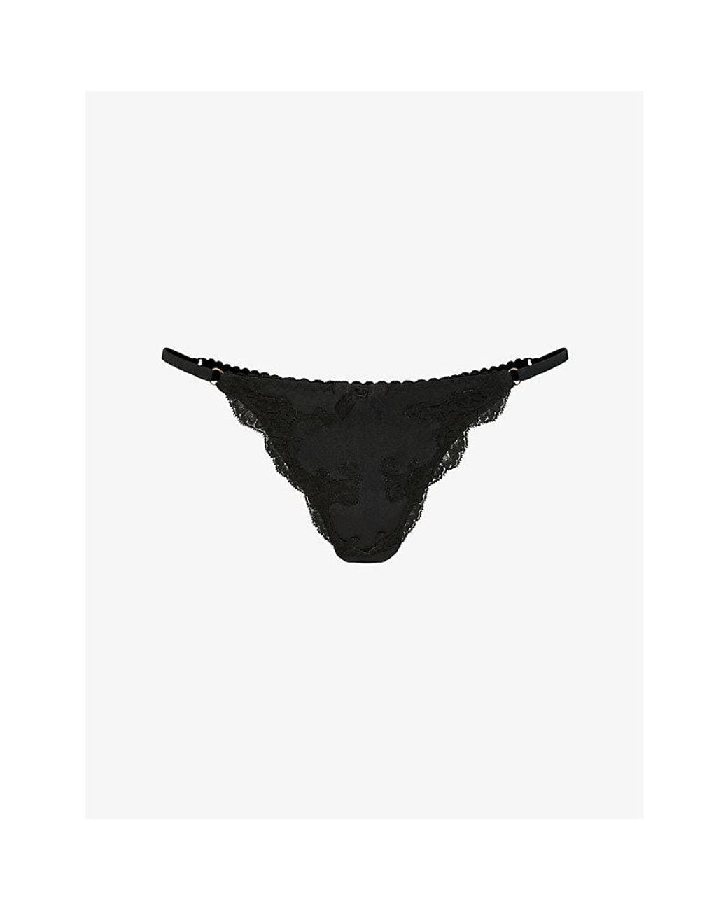 Agent Provocateur Black Molly Silk-Satin Thong