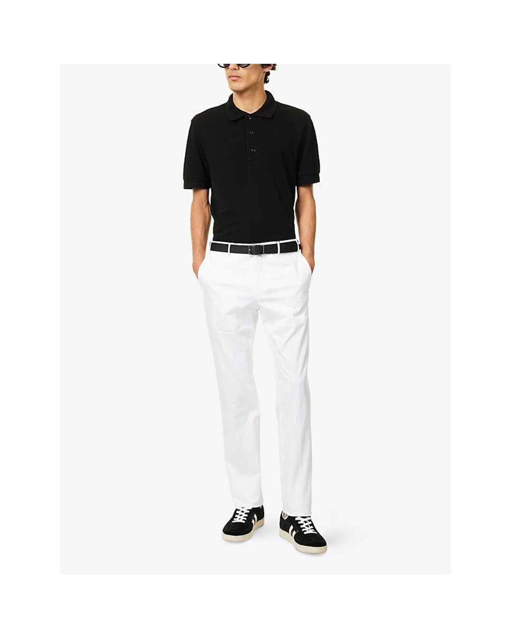 Tom Ford Black Short-Sleeve Lyocell-Cotton Piquet Polo Shirt for men