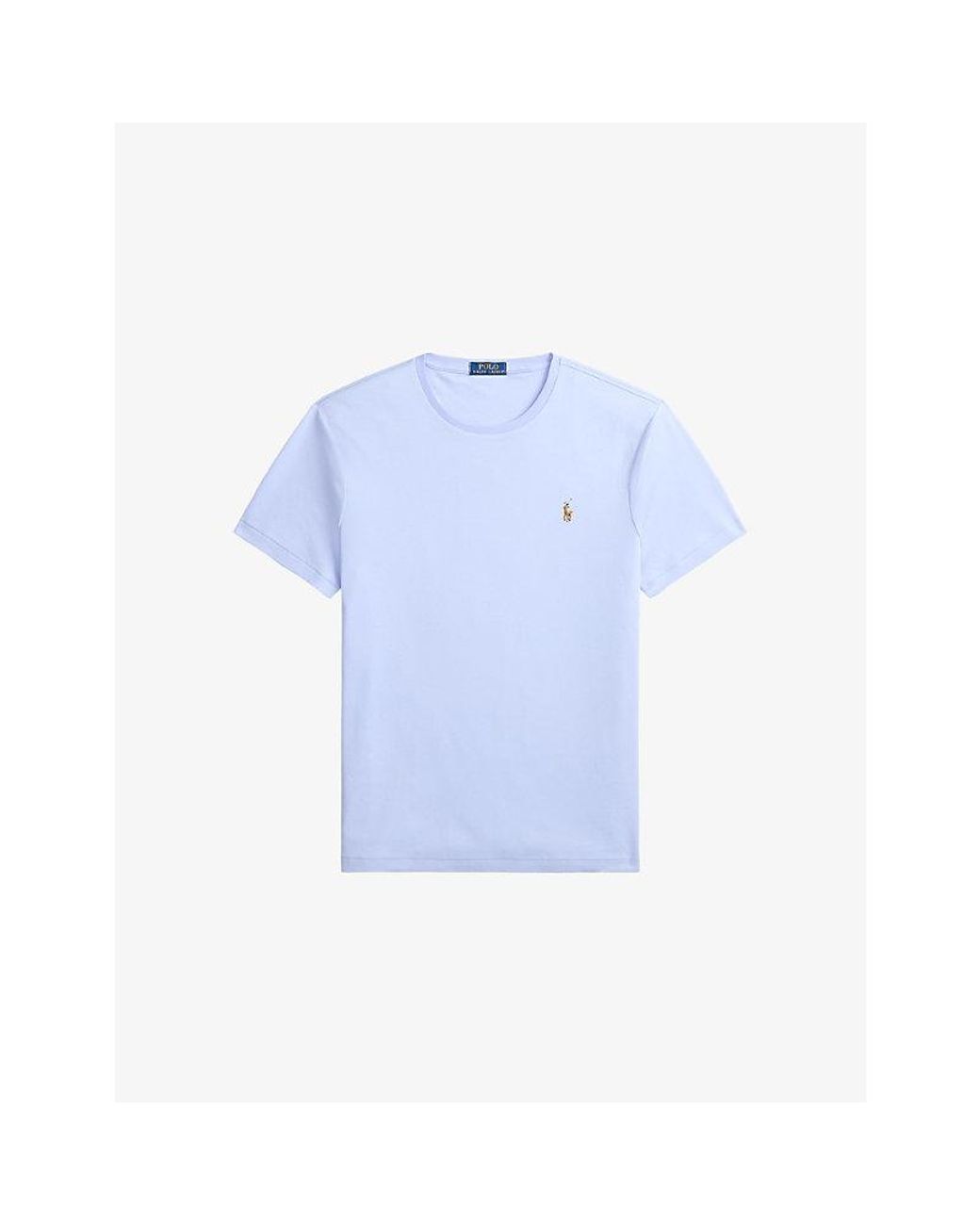 Polo Ralph Lauren Blue Logo-Embroidered Short-Sleeved Cotton-Jersey T-Shirt for men