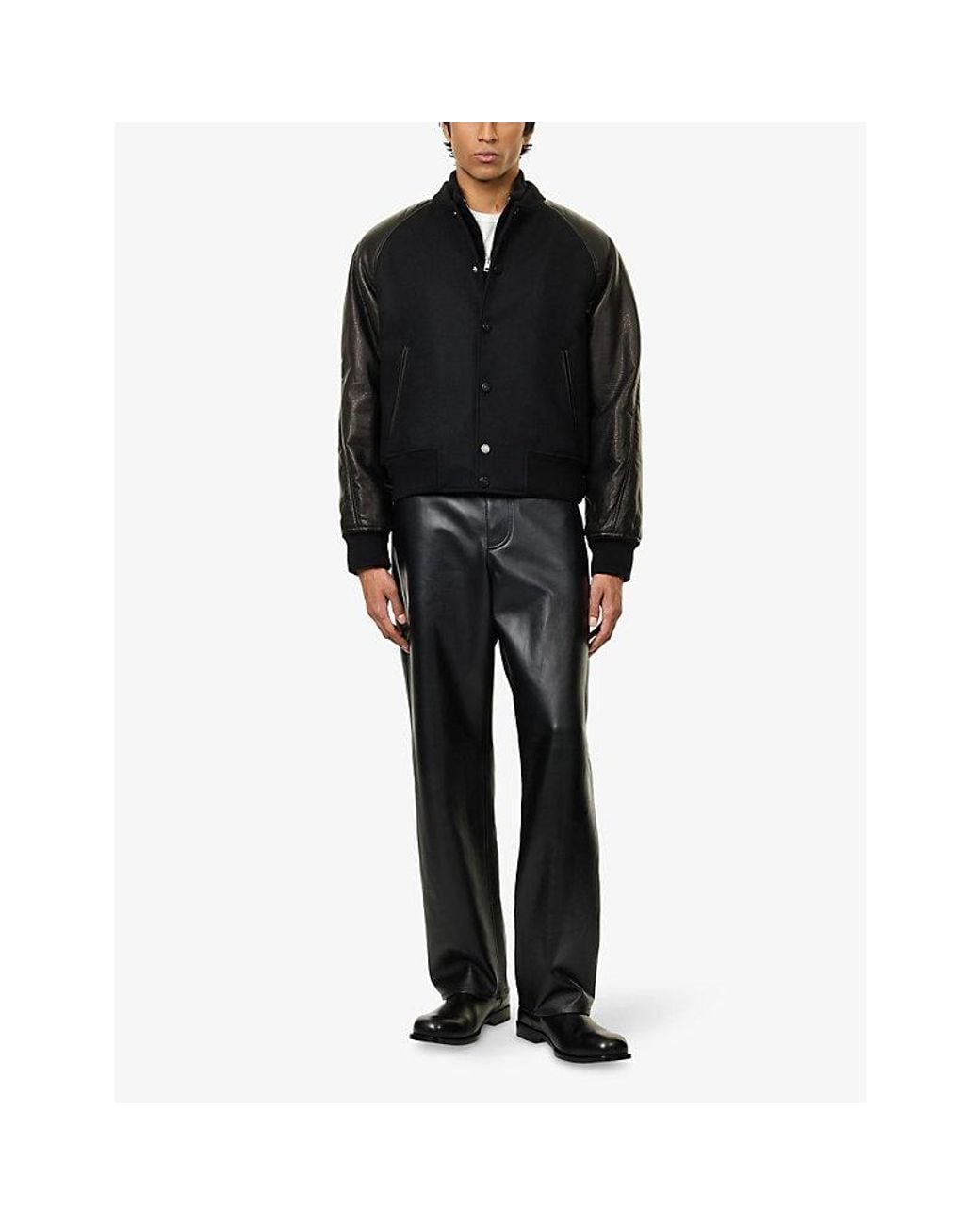 Givenchy Black Embroidered-Logo Welt-Pocket Wool Jacket for men